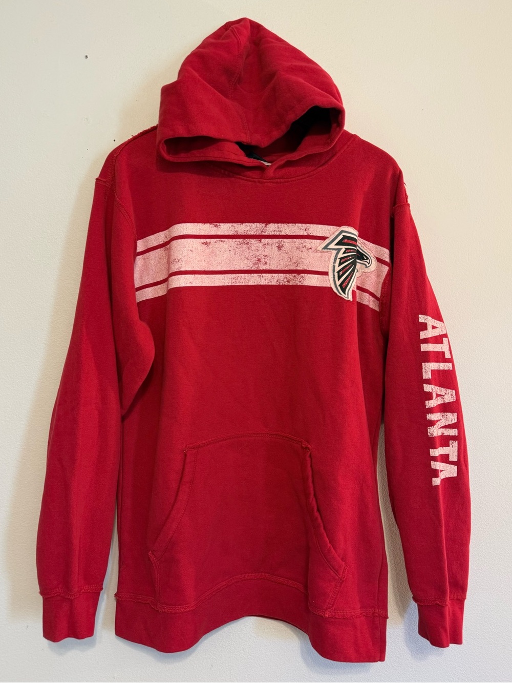 Atlanta Falcons Hoodie Red NFL Team Apparel Size Youth XL 18 Distressed Retro